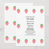 Invitation Baby shower fraise bébé fille rose blanc mignonne (Devant / Derrière)