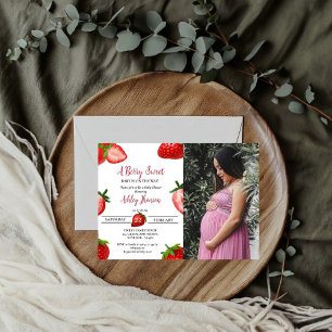 Invitation Baby shower fraise   Bébé tout doux 