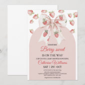 Invitation Baby shower fraise | Berry Baby (Devant / Derrière)