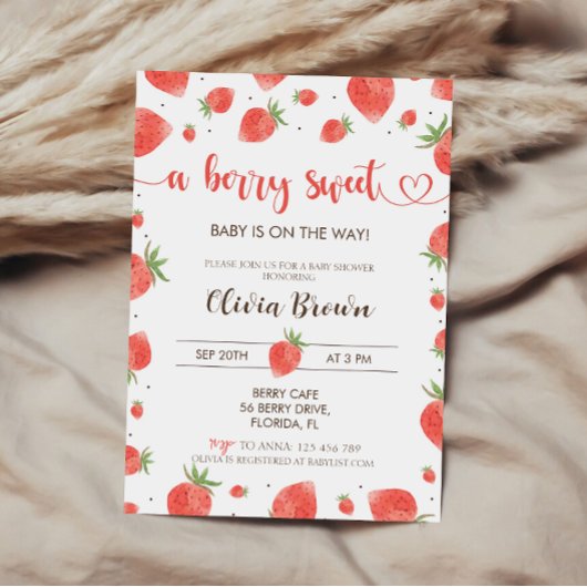 Invitation Baby shower fraise | Berry Sweet