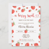 Invitation Baby shower fraise | Berry Sweet (Devant)