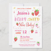 Invitation baby shower Fraise BERRY SWEET Aquarelle (Devant)