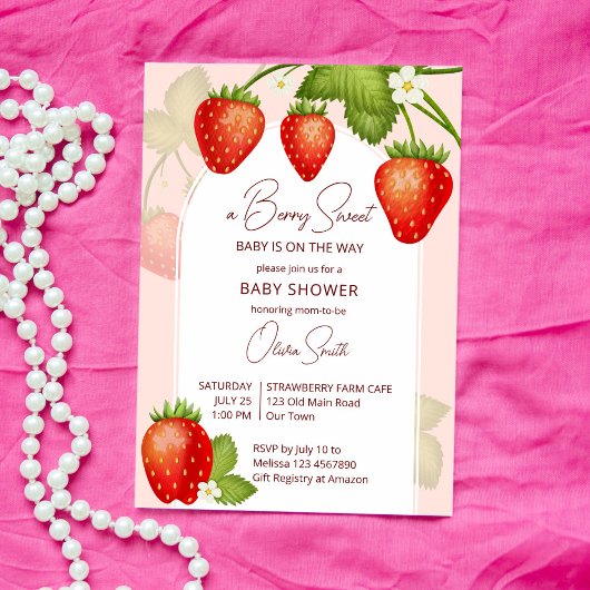 Invitation Baby shower fraise doux