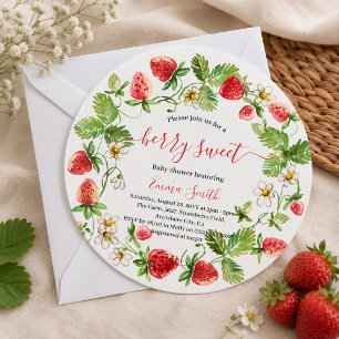 Invitation Baby Shower Fraise Été Sucré aux Fruits Rouges