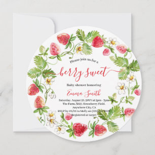 Invitation Baby Shower Fraise Été Sucré aux Fruits Rouges 