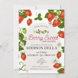 Invitation Baby Shower Fraise   Sucré aux Fruits Rouges
