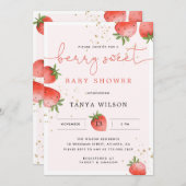 Invitation Baby shower fraise | Un Berry Sweet (Devant / Derrière)