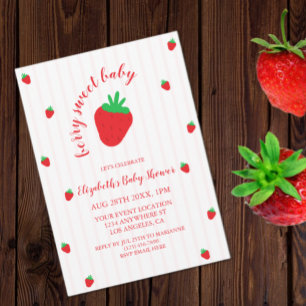 Invitation Baby Shower Fraises aux Fraises Sucrées