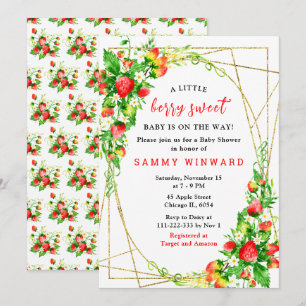 Invitation Baby Shower Fraises et Pâquerettes