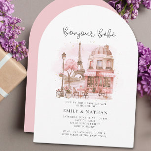 Invitation Baby shower français Bonjour Bebe