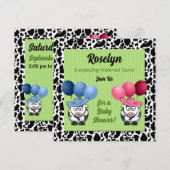 Invitation Baby shower Fraternal Twins (Devant / Derrière)