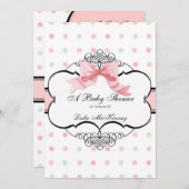 Invitation baby shower - French Bow Dot Swirl (Devant / Derrière)