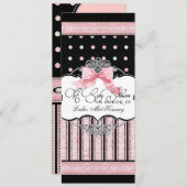 Invitation baby shower - French Bow Dot Swirl vs3 (Devant / Derrière)