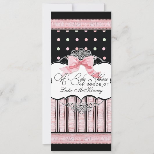 Invitation baby shower - French Bow Dot Swirl vs3 (Devant)