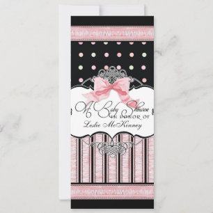 Invitation baby shower - French Bow Dot Swirl vs3