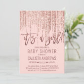 Invitation Baby shower Fringe de Parties scintillant d'or ros (Debout devant)