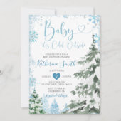 Invitation Baby shower froid d'hiver Forêt Flèches bleues (Devant)