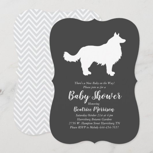 Invitation Baby shower frontalier de Chien Collie (Devant / Derrière)