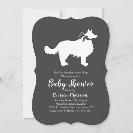 Invitation Baby shower frontalier de Chien Collie (Devant)