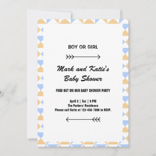 Invitation Baby shower frontalier de couleur simple pour garç