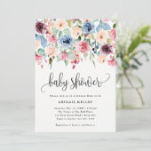 Invitation Baby shower frontalier de fleurs d'aquarelle (Debout devant)