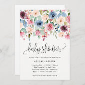 Invitation Baby shower frontalier de fleurs d'aquarelle (Devant / Derrière)
