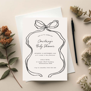 Invitation Baby shower frontalier en ruban lunaire