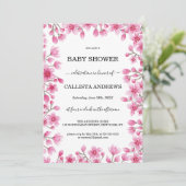 Invitation Baby shower frontalier floral en fleurs de cerises (Debout devant)