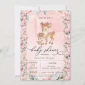 Invitation Baby shower frontalier Rose mignon de cerfs de béb (Devant)