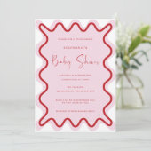 Invitation Baby shower frontalier rouge rose (Debout devant)