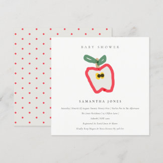 Invitation Baby shower Fruit Pomme dessiné à la main pour enf