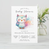 Invitation Baby shower Fun Editable Owl (Debout devant)