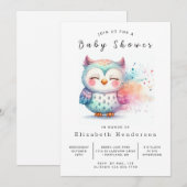Invitation Baby shower Fun Editable Owl (Devant / Derrière)