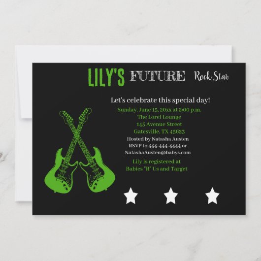 Invitation Baby shower Futur Rocker (Devant)