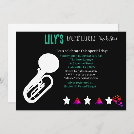 Invitation Baby shower Futur Rocker (Devant / Derrière)