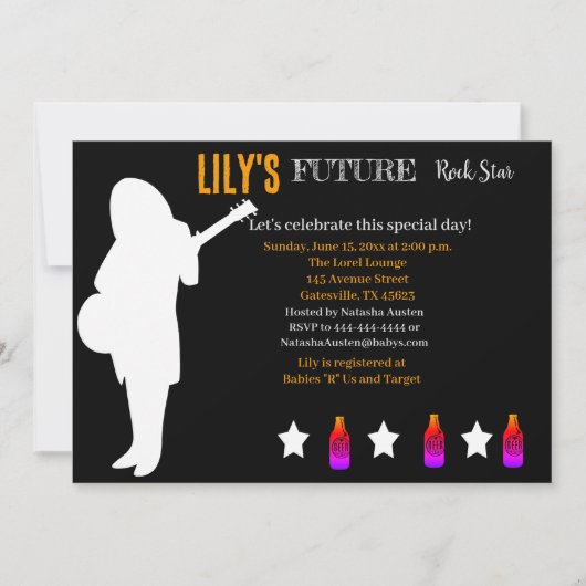 Invitation Baby shower Futur Rocker (Devant)