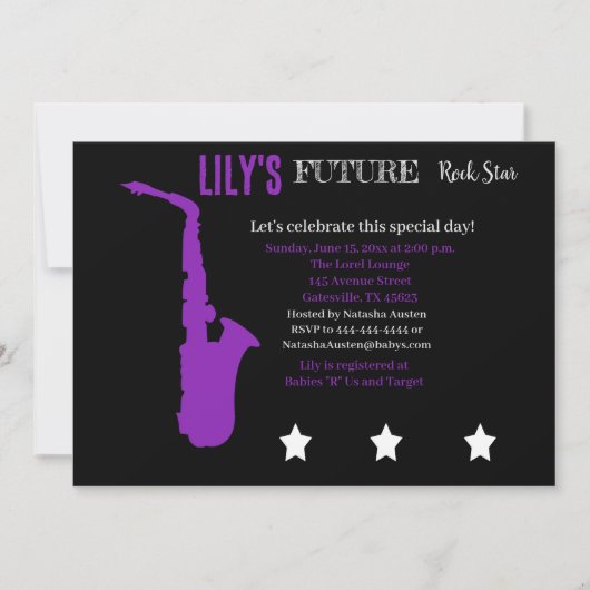 Invitation Baby shower Futur Rocker (Devant)