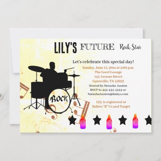 Invitation Baby shower Future Rock Star (Devant)
