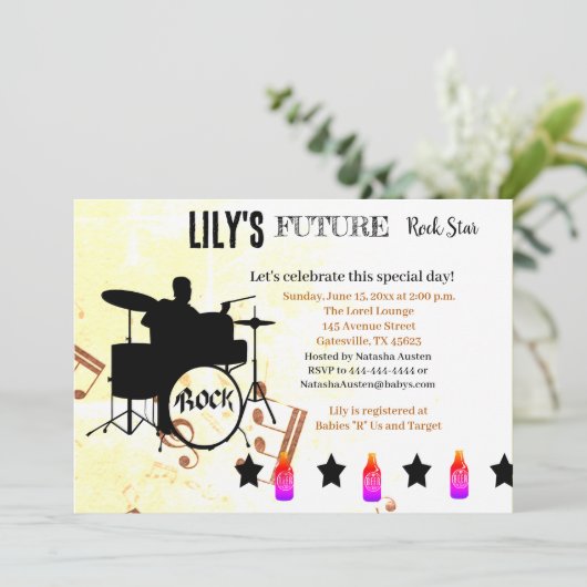 Invitation Baby shower Future Rock Star (Debout devant)