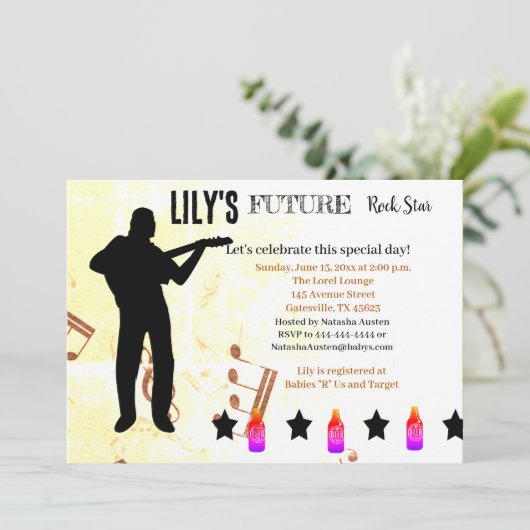 Invitation Baby shower Future Rock Star (Debout devant)