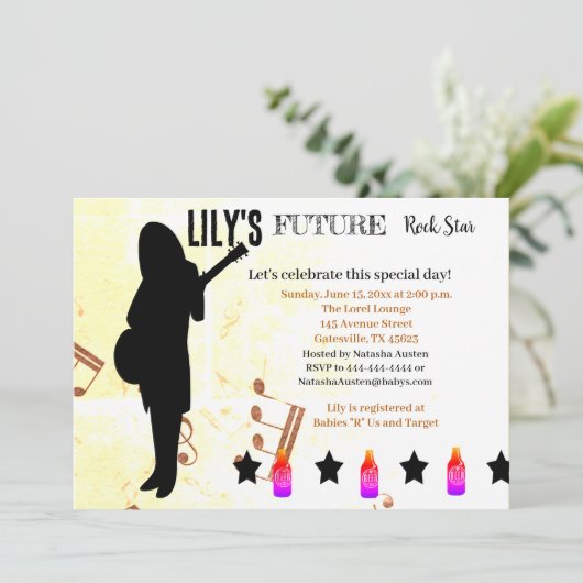 Invitation Baby shower Future Rock Star (Debout devant)