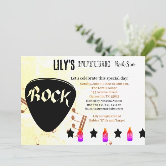 Invitation Baby shower Future Rock Star (Debout devant)