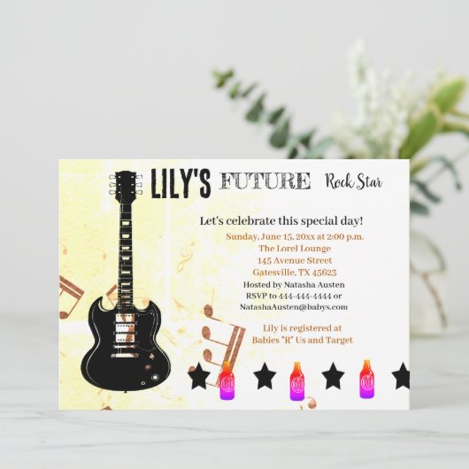 Invitation Baby shower Future Rock Star (Debout devant)