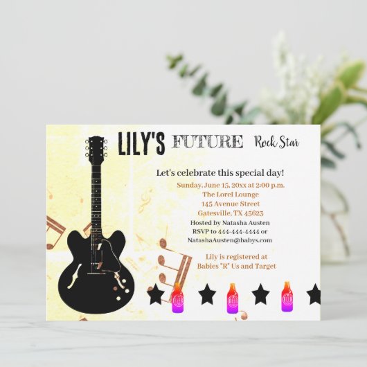 Invitation Baby shower Future Rock Star (Debout devant)