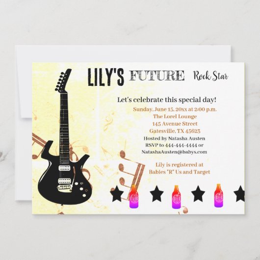 Invitation Baby shower Future Rock Star (Devant)