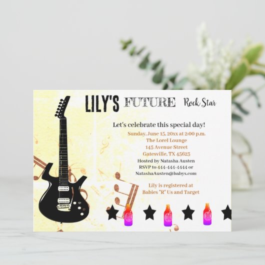 Invitation Baby shower Future Rock Star (Debout devant)