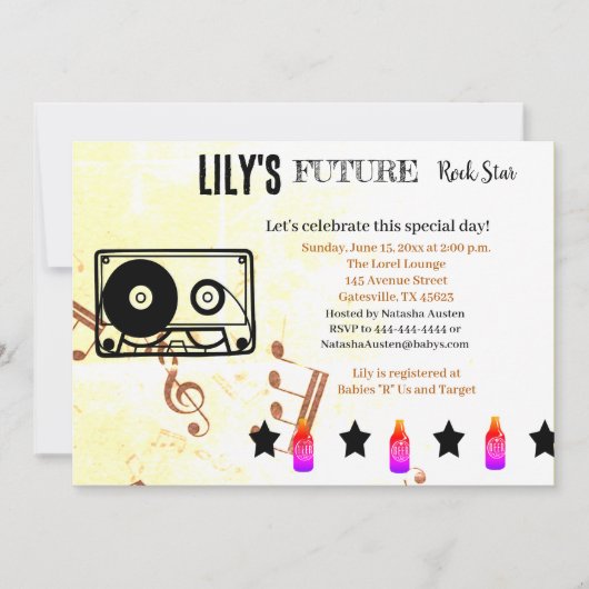 Invitation Baby shower Future Rock Star (Devant)