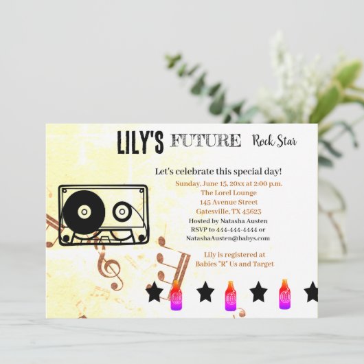 Invitation Baby shower Future Rock Star (Debout devant)