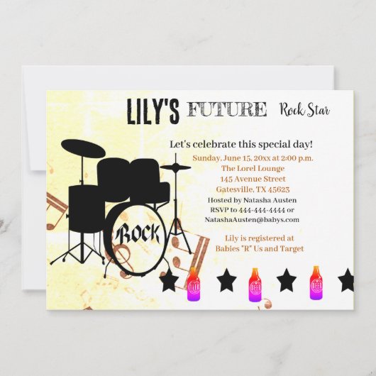 Invitation Baby shower Future Rock Star (Devant)