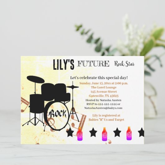 Invitation Baby shower Future Rock Star (Debout devant)